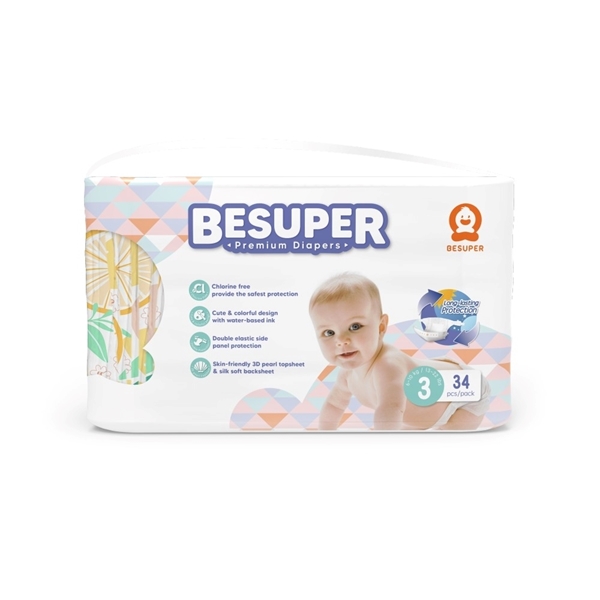 Εικόνα από BESUPER Premium Baby Ν3 Πάνες με Αυτοκόλλητο 6-10kg  34τεμ.