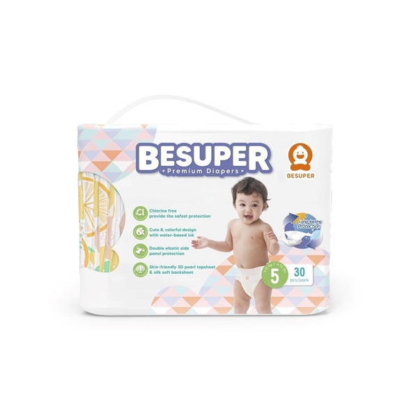 Εικόνα από BESUPER Premium Baby Ν5 Πάνες με Αυτοκόλλητο 12+kg  30τεμ.