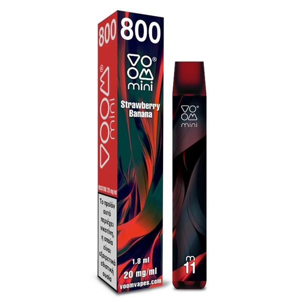 Εικόνα από Voom Mini Disposable Nicotine 20mg/ml 11 Strawberry Banana 800 Puffs 1.8ml