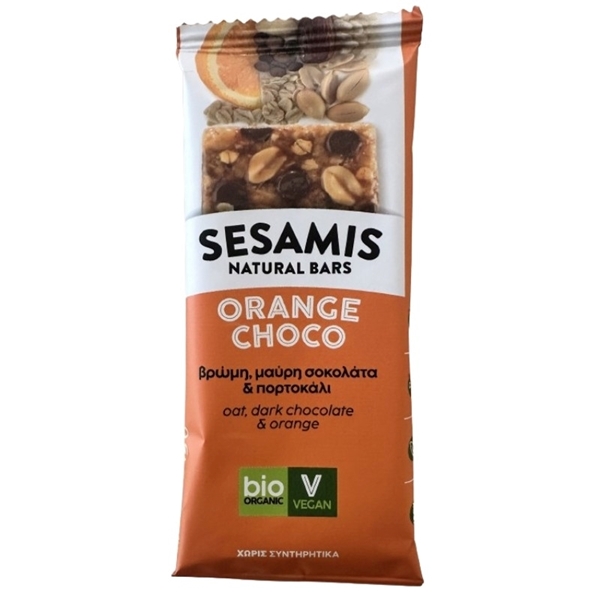 Εικόνα από Sesamis Natural Bars με Βρώμη,Μαύρη Σοκολάτα, Πορτοκάλι 34gr