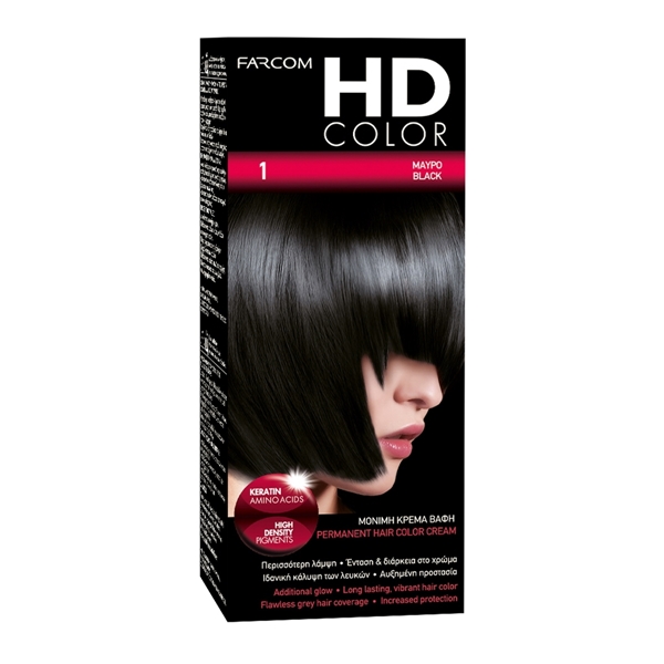 Εικόνα από Farcom Βαφή Μαλλιών HD Color No 1 Μαύρο ,60ml