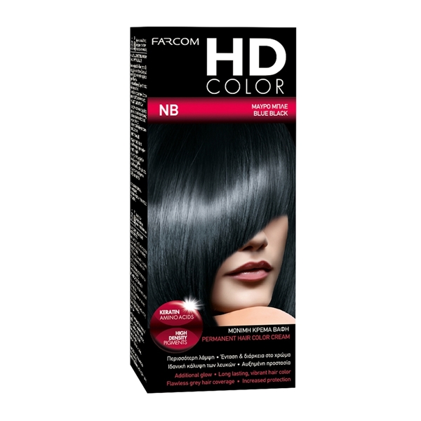 Εικόνα από Farcom Βαφή Μαλλιών HD Color No NB Μαύρο Μπλε, 60ml