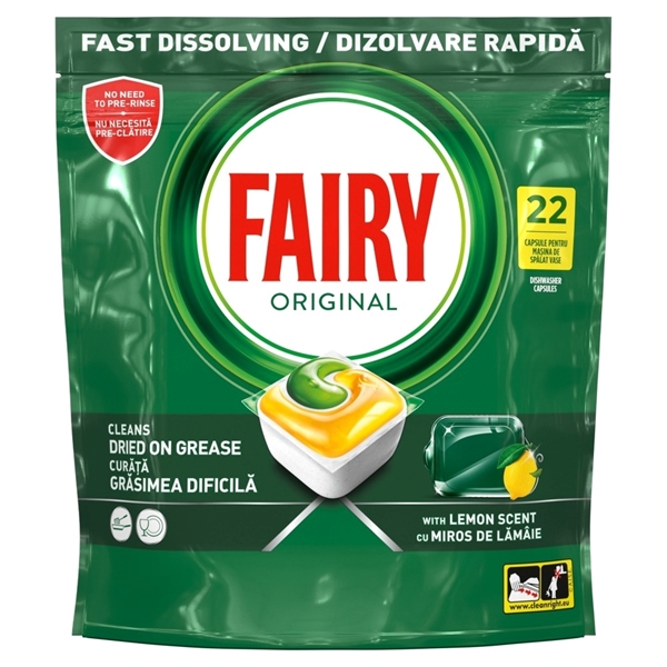 Εικόνα από Fairy Caps Πλυντηρίου Πιάτων Original Λεμόνι 22 Τεμαχίων