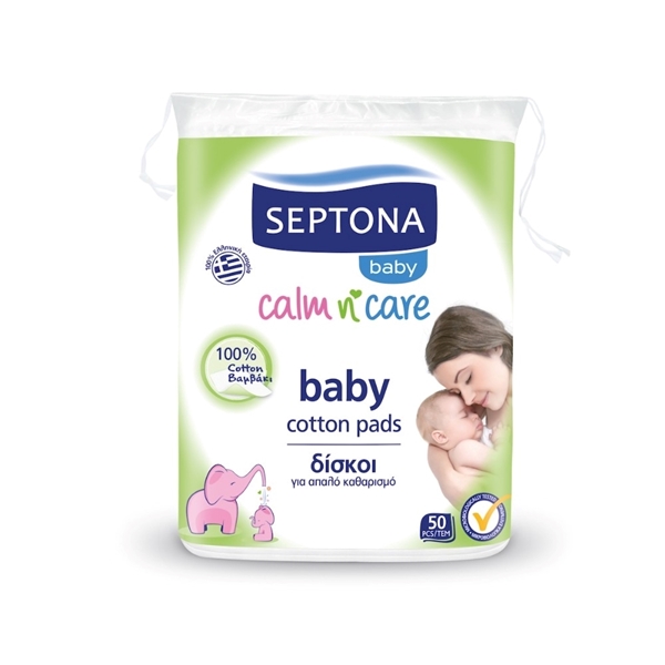 Εικόνα από Septona Calm n Care 100% Βαμβάκι Δίσκοι Βρεφικού Καθαρισμού 50τμχ