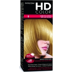 Εικόνα της Farcom Βαφή Μαλλιών HD Color No 9 Ξανθό Πολύί Ανοιχτό 60ml
