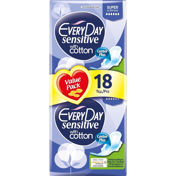 Εικόνα από Every Day Sensitive Super Ultra Plus Σερβιέτες με Φτερά 18τμχ