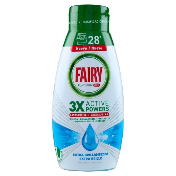 Εικόνα από Fairy Platinum Gel Πλυντηρίου Πιάτων Ocean 504ml 28 Μεζούρες