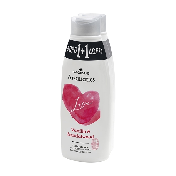 Εικόνα από Papoutsanis Aromatics Love Αφρόλουτρο Βανίλια & Σανδαλόξυλο 600ml 1+1