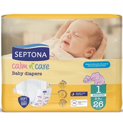 Εικόνα της Septona Calm N' Care Πάνες Newborn No1 (2-5Kg) 26τεμ