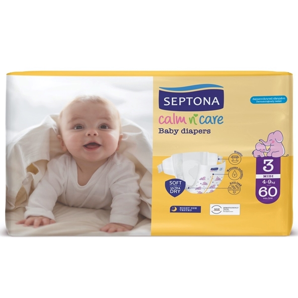 Εικόνα από Septona Calm N' Care Πάνες Midi No3 (4-9Kg) 60τεμ