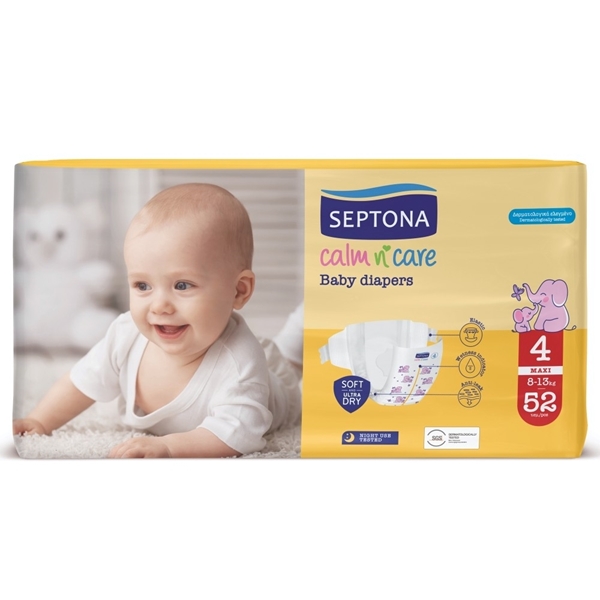 Εικόνα από Septona Calm N' Care Πάνες Maxi No4 (8-13Kg) 52τεμ