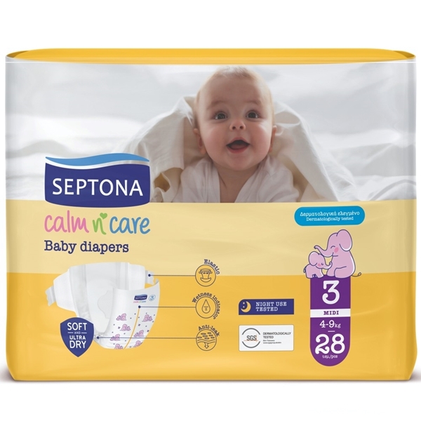 Εικόνα από Septona Calm N' Care Πάνες Midi No3 (4-9Kg) 28τεμ