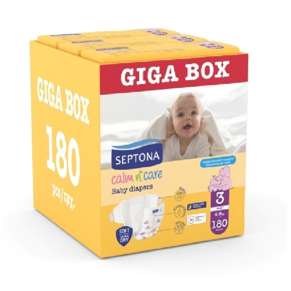 Εικόνα από Septona Calm N' Care Πάνες Giga Box Midi No3 (4-9Kg) 180τεμ (3*60τεμ)