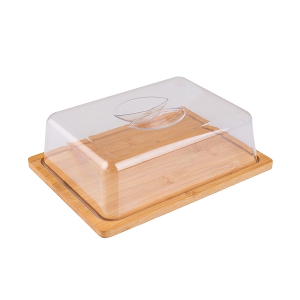 Εικόνα από Βάση τυριών Bamboo Essentials με πλαστικό καπάκι 24x18x7,5cm