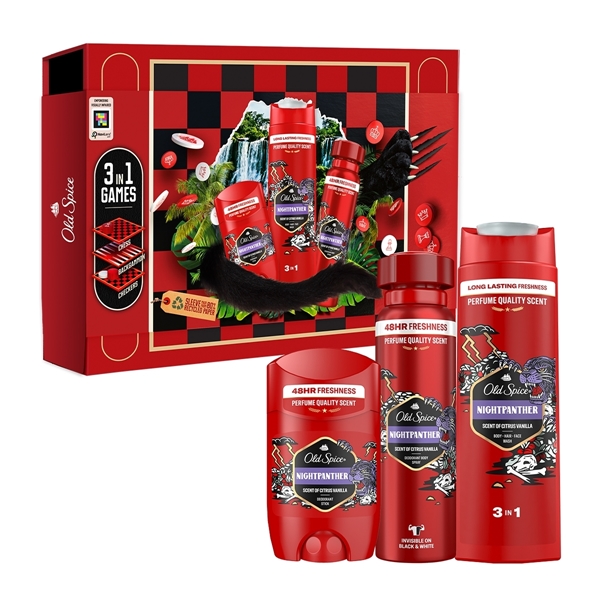 Εικόνα από Old Spice Set NightPanther stick 50ml+3-1Shampoo&Shower Gel 250ml+Deo Spray 150ml+Τάβλι