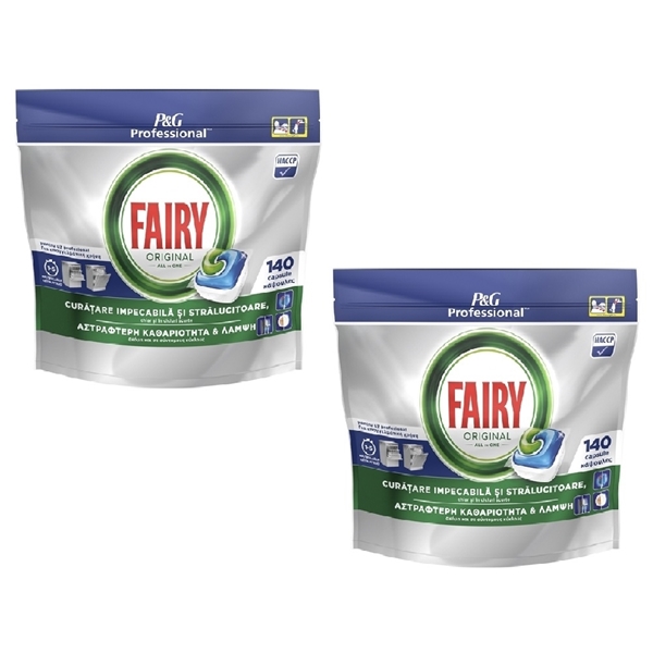 Εικόνα από Fairy Caps Professional Πλυντηρίου Πιάτων Kανονικό 2 Χ 140 Tεμαχίων
