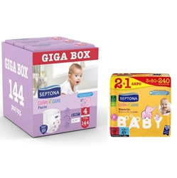 Εικόνα της Septona Πάνες-Βρακάκι Pants Giga Box Maxi No4 (7-13Kg) 144τεμ (3*48τεμ)+B/W Chamomile -240 τεμάχια Δώρο