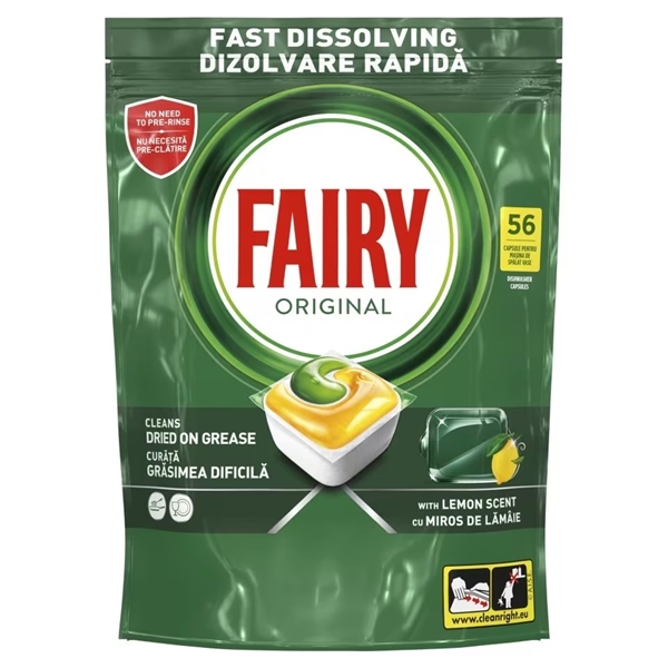 Εικόνα από Fairy Caps Πλυντηρίου Πιάτων Original Λεμόνι 56 Τεμαχίων