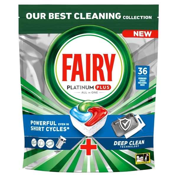 Εικόνα από Fairy Caps Πλυντηρίου Πιάτων Platinum Deep Clean 36 Tεμαχίων