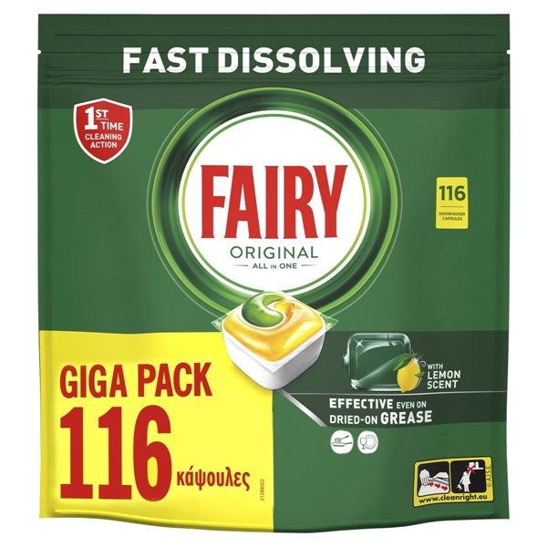 Εικόνα από Fairy caps original πλυντηρίου πιάτων λεμόνι Giga 116 τεμαχίων