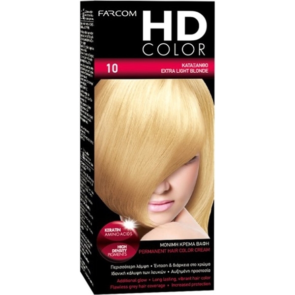 Εικόνα από Farcom Βαφή Μαλλιών HD Color No 10 Κατάξανθο 60ml