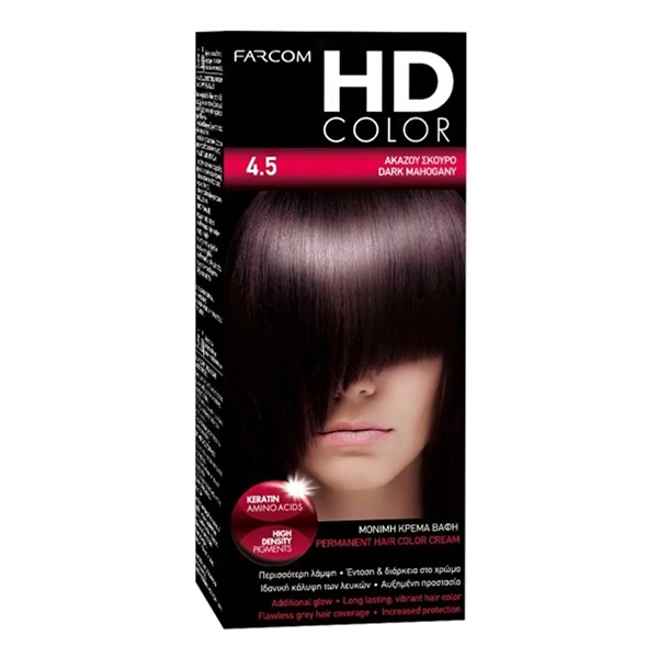Εικόνα από Farcom Βαφή Μαλλιών HD Color No 4.5 Ακαζού Σκούρο 60ml