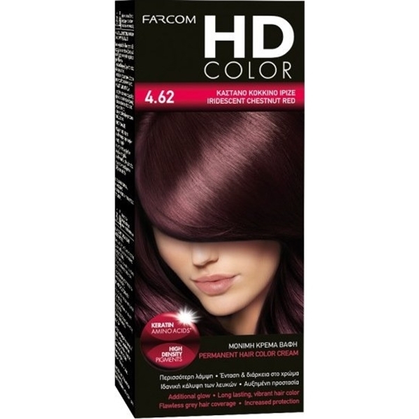 Εικόνα από Farcom Βαφή Μαλλιών HD Color No 4.62 Καστανό Κόκκινο Ιριζέ 60ml