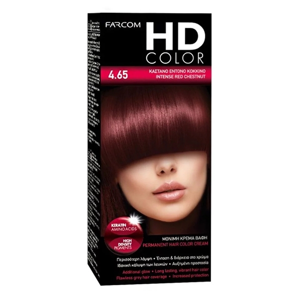 Εικόνα από Farcom Βαφή Μαλλιών HD Color No 4.65 Καστανό Έντονο Κόκκινο 60ml