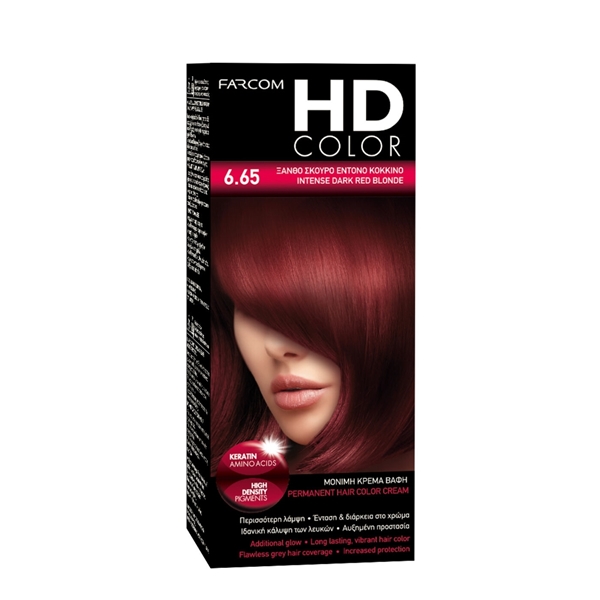 Εικόνα από Farcom Βαφή Μαλλιών HD Color No 6.65 Ξανθό Σκούρο Έντονο Κόκκινο 60ml