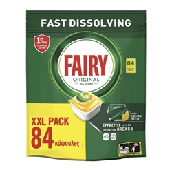 Εικόνα της Fairy caps original πλυντηρίου πιάτων λεμόνι XXL 84 τεμαχίων