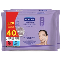 Εικόνα της Septona Daily Clean Μαντήλια Ντεμακιγιάζ με Υαλουρονικό Οξύ + Προβιταμίνη Β5 2x20 τμχ