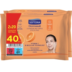 Εικόνα της Septona Daily Clean Μαντήλια Ντεμακιγιάζ Vitamin C & Micellar Technology 2x20 τμχ