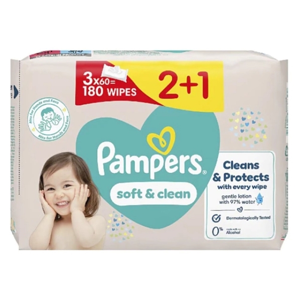 Εικόνα από Pampers Wipes Soft and Clean 3 Χ 60 Tεμαχίων