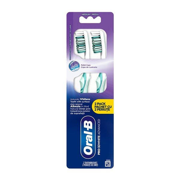 Εικόνα από Oral-B Oδοντόβουρτσα Pro 3DWhite  Advanced 35 Mέτρια 2 Tεμάχια