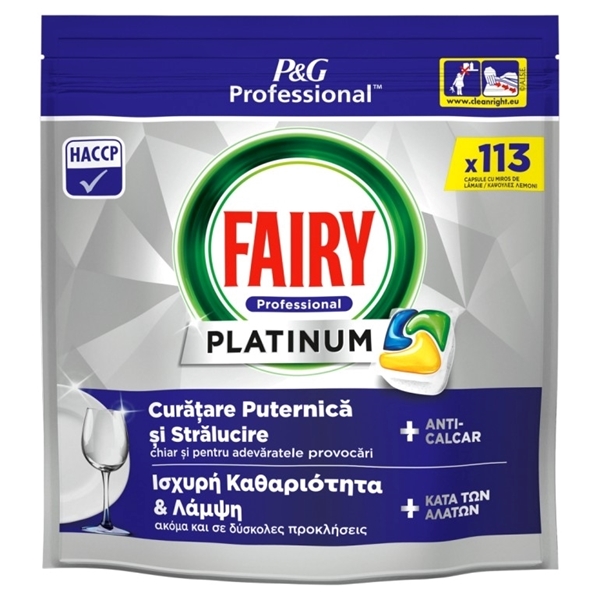 Εικόνα από Fairy Caps Professional Πλυντηρίου Πιάτων Platinum Λεμόνι 113 Tεμαχίων