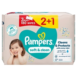 Εικόνα της Pampers Wipes Soft and Clean 3 Χ 60 Tεμαχίων