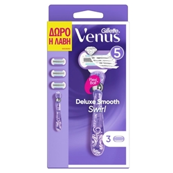 Εικόνα της Gillette Woman Ανταλλακτικά Ξυραφάκια Venus Swirl Blister 3 Τεμαχίων + Λαβή Δώρο