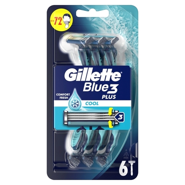 Εικόνα από Gillette Ξυραφάκια μιας Xρήσης Blue 3  Plus Cool 6 Τεμαχίων
