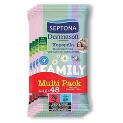 Εικόνα της Septona Dermasoft Μωρομάντηλα Family Chamomile 48τμχ (4x12) Travel