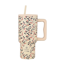 Εικόνα της Estia Θερμος Straw Tumbler XL Save The Aegean Bloom Beige 900 ml