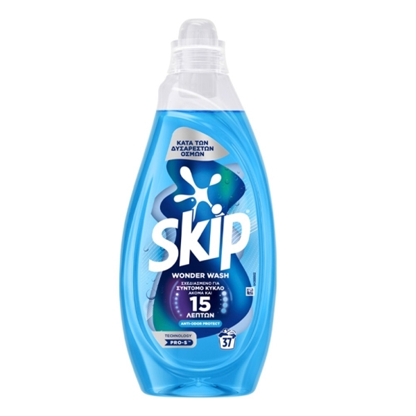 Εικόνα από Skip Wonder Wash Anti-Odor Protect Υγρό Απορρυπαντικό Ρούχων 37 Μεζούρες