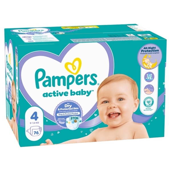 Εικόνα από Pampers Active Baby No4 (9-14kg) Συσκ.76 Tεμαχίων Giant