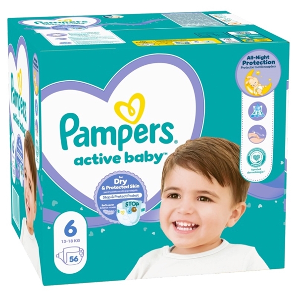 Εικόνα από Pampers Active Baby No6 (13-18kg) Συσκ.56 Tεμαχίων Giant