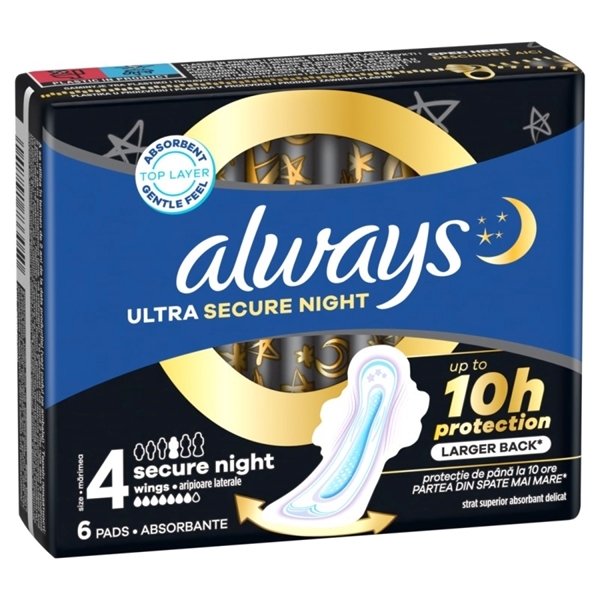 Εικόνα από Always Σερβιέτα Ultra Night Secure Instant dry 6 Τεμαχίων