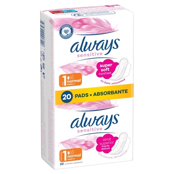 Εικόνα από Always Sensitive Normal Σερβιέτες με Φτερά Μέγεθος 1 20τμχ