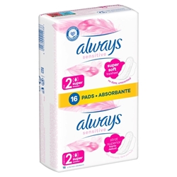 Εικόνα της Always Sensitive Long (Super)  Σερβιέτες με Φτερά Μέγεθος 2 16τμχ