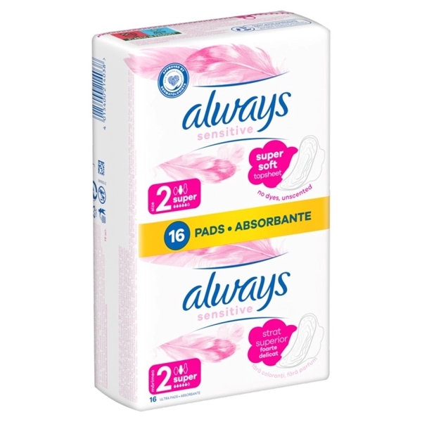 Εικόνα από Always Sensitive Long (Super)  Σερβιέτες με Φτερά Μέγεθος 2 16τμχ