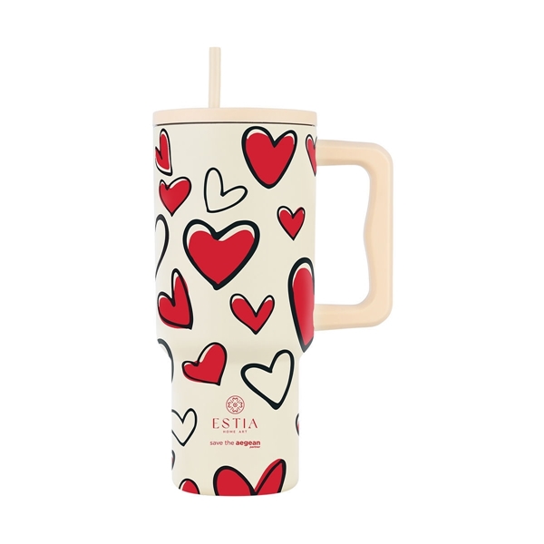 Εικόνα από Estia Θερμος Straw Tumbler XL Save The Aegean Red Valentine 900 ml