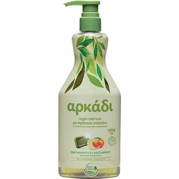 Εικόνα από Αρκάδι Υγρό Πιάτων Περγαμόντο & Γκρέιπφρουτ Αντλία με Πράσινο Σαπούνι(550ml)