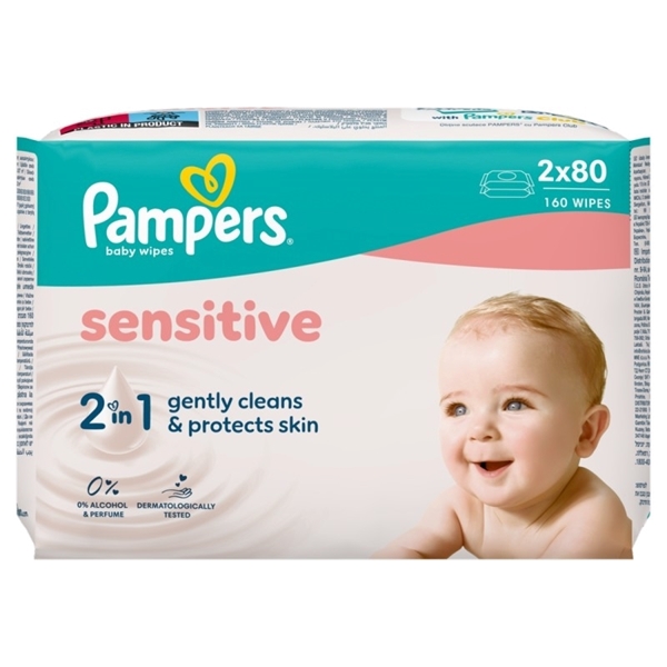 Εικόνα από Pampers Wipes Sensitive 2 Χ 80 Tεμαχίων